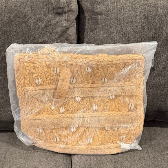 Salt + Umber Isla Jute Seashell Fringe‎ Tote Bag New - Picture 10 of 15